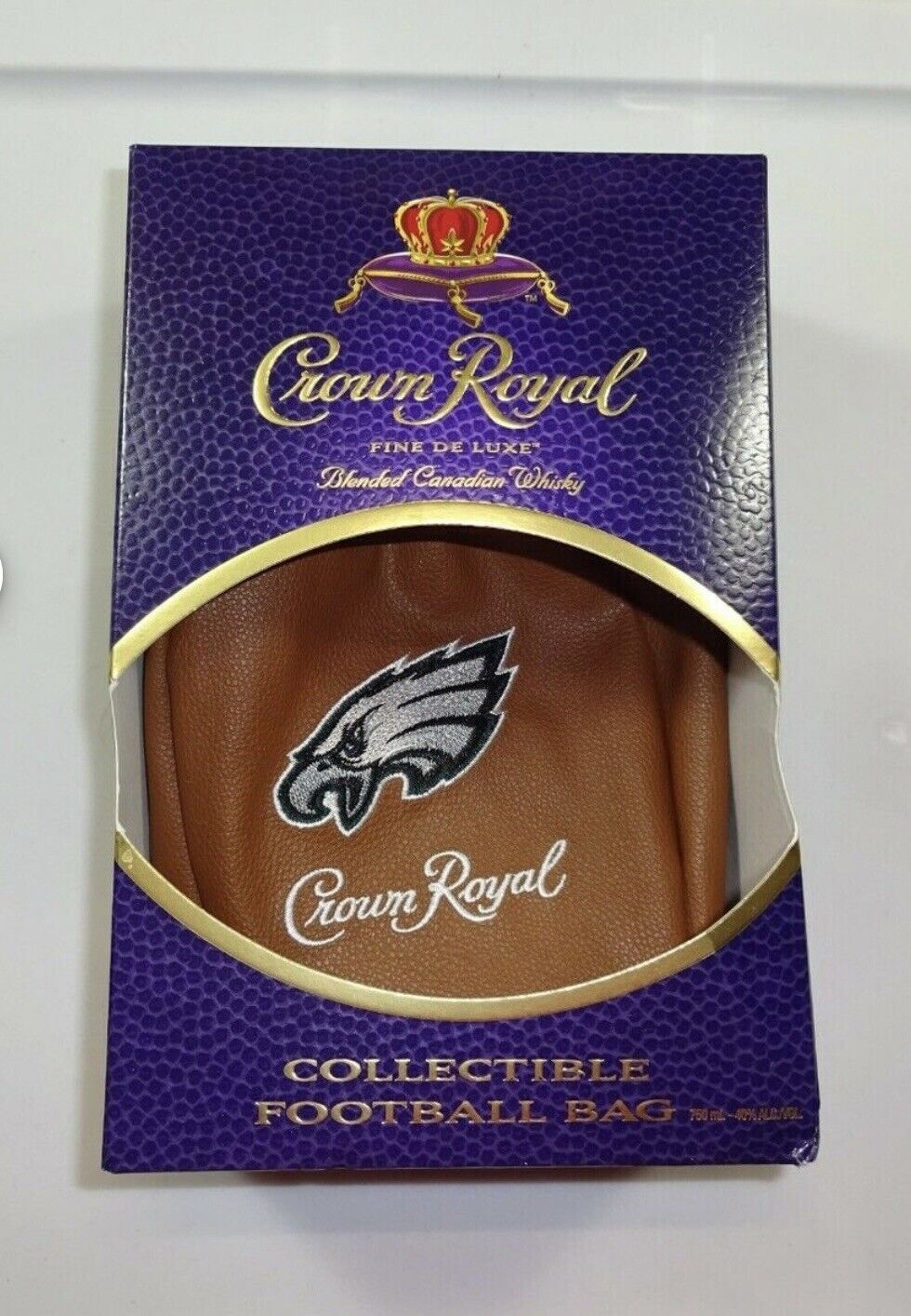 Limited Edition Philadelphia Eagles Crown Royal Leather Bag & Box