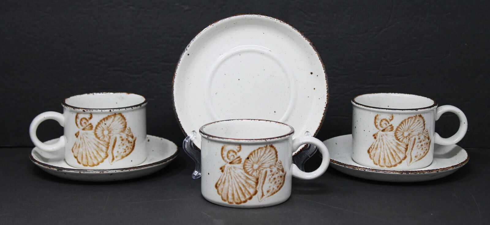 Vintage Set of 3 Midwinter Stonehenge SEASCAPE Cups & Saucers Stoneware 1980\'s