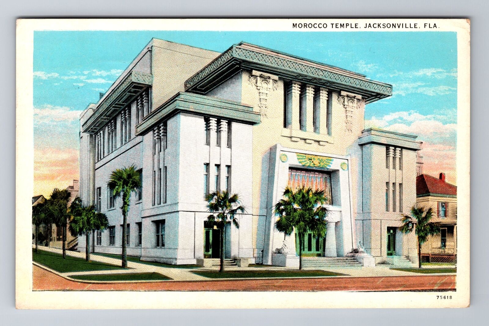Jacksonville FL-Florida, Morocco Temple, Antique Vintage c1932 Souvenir Postcard