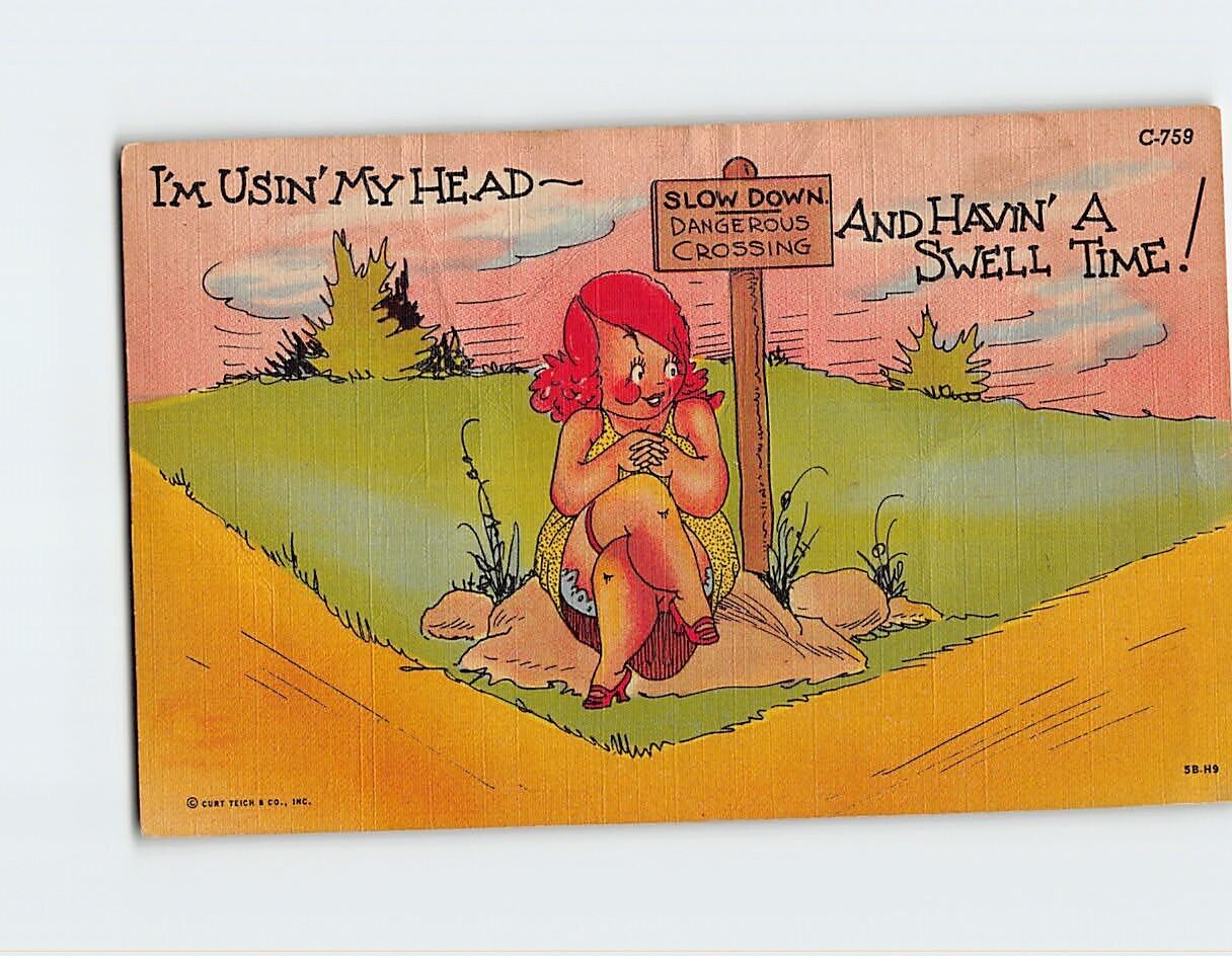 Postcard I\'m Usin\' My Head~ And Havin\' A Swell Time, Comic Art Print
