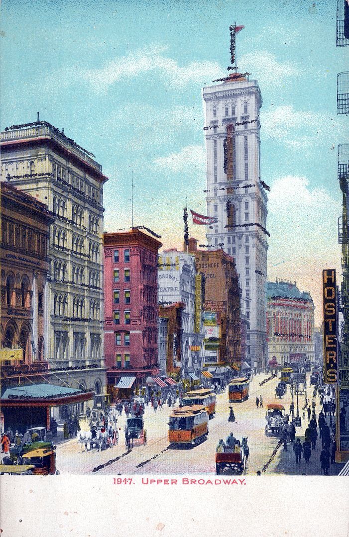 NEW YORK CITY - Upper Broadway Glitter Covered Postcard - udb (pre 1908)