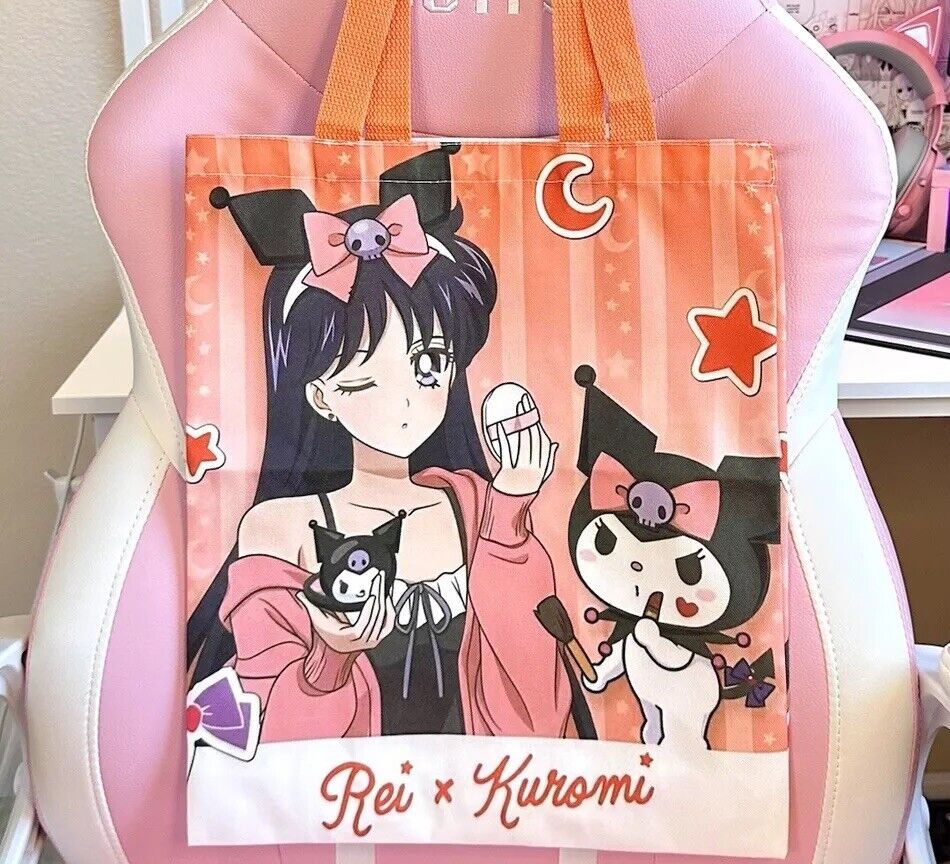 Sailor Moon x Sanrio Tote Bag Sailor Mars Rei x Kuromi Orange Tote Kawaii Bag