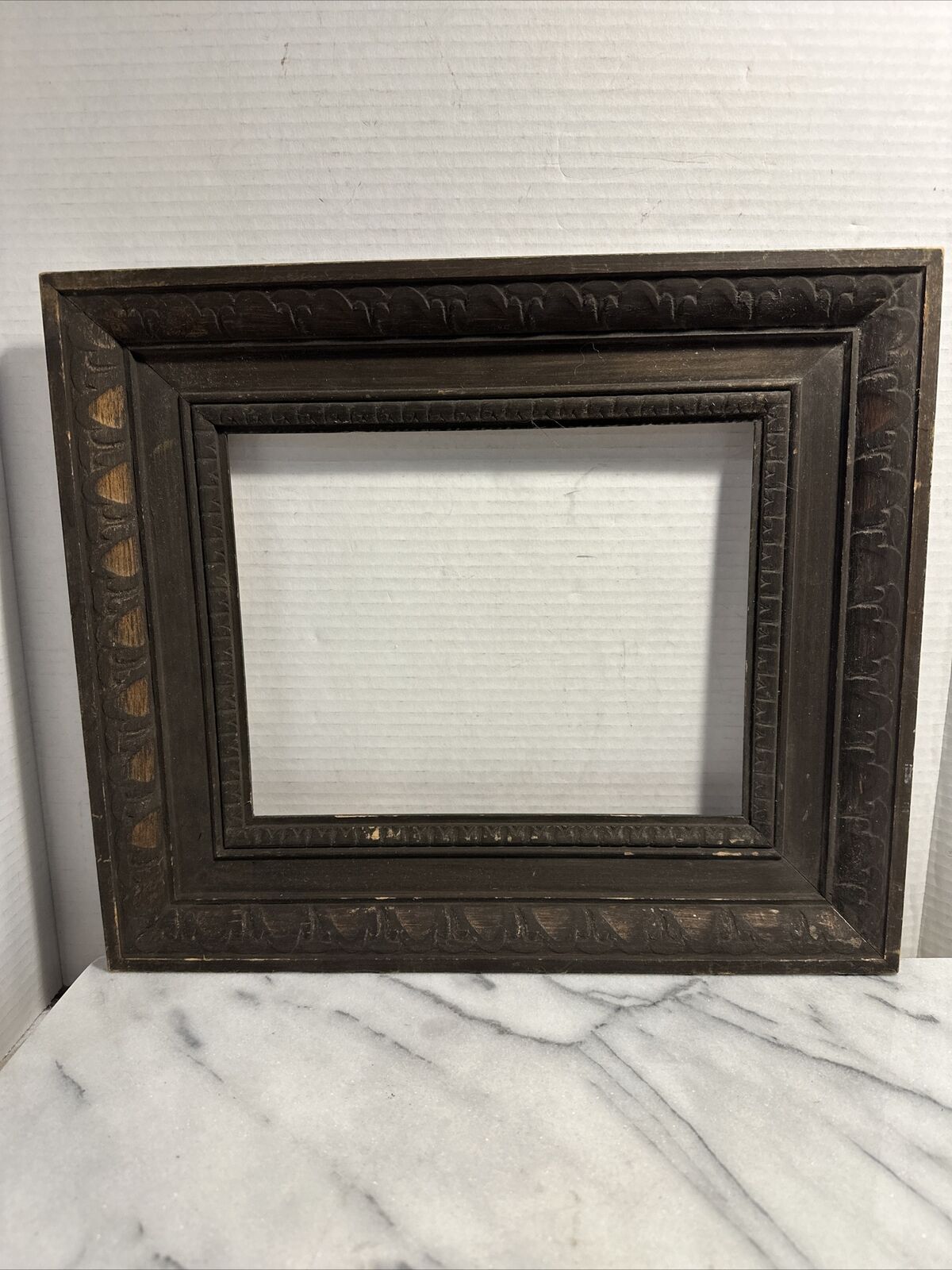 Antique Old wooden frame decorative Carved 10.5x8.7” Back Opening For Art/ Photo