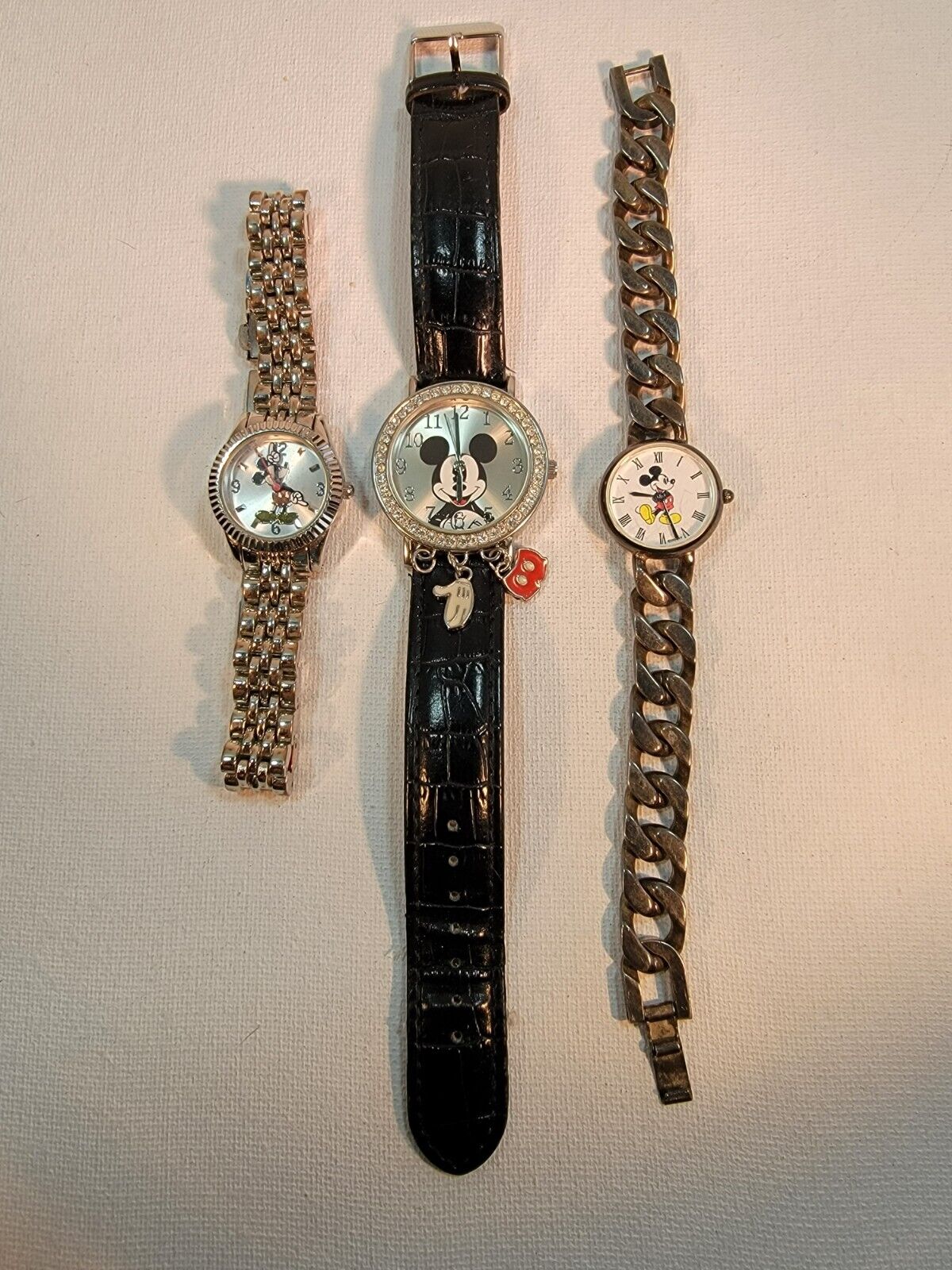 Disney Mickey Mouse Watch Lot 3 Mickey Mouse Watches Silver Tone