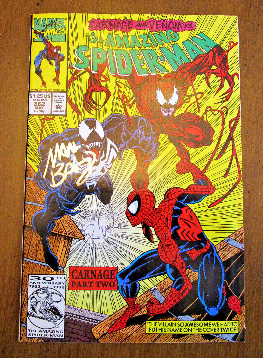 Amazing Spider-Man #362 Marvel VENOM CARNAGE Auto - Randy Emberlin & Mark Bagley