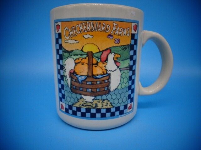 Checkerboard Farms Mug Vintage Country Chicken with Basket     NS