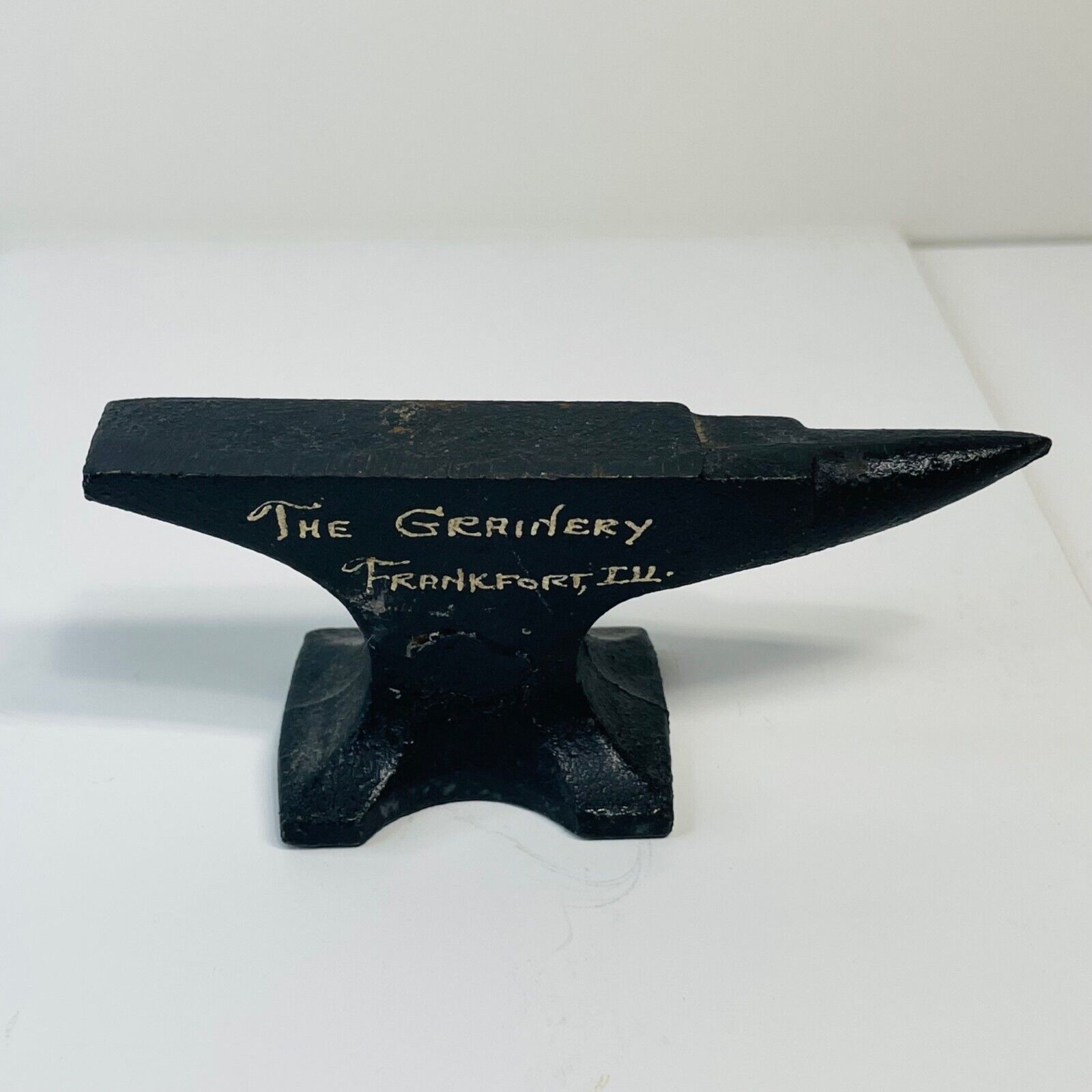 Vintage Mini cast iron Anvil Advertising The Grainery Frankfort, ILL