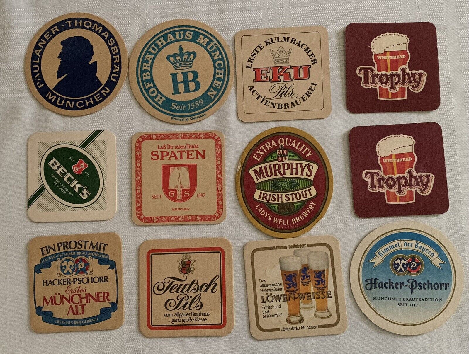 Lot of 12 Vintage Beer Coasters German & Others