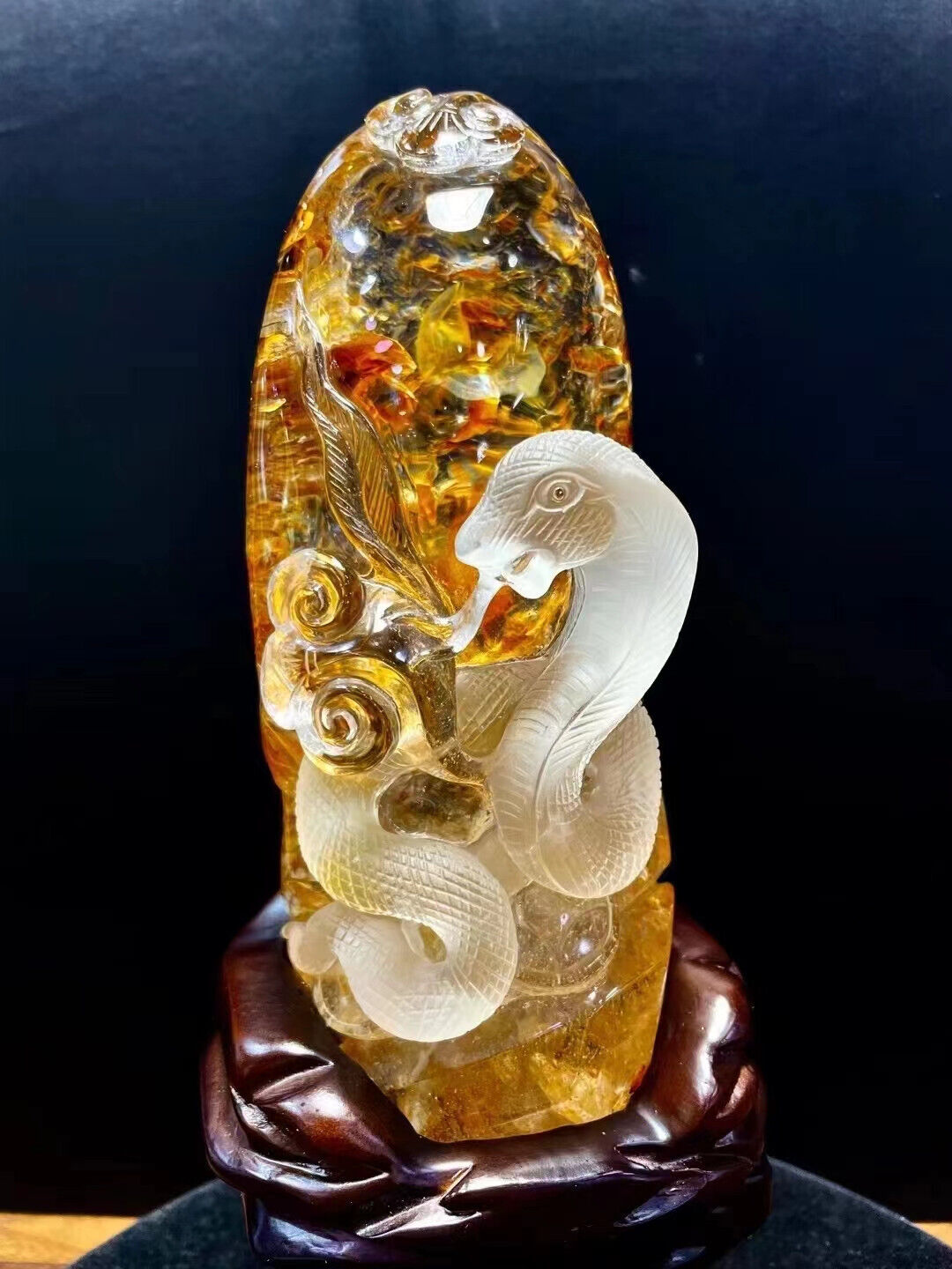 4.4LB A+ Natural Fire Quartz snake Crystal Mineral specimen heal Decor +stand