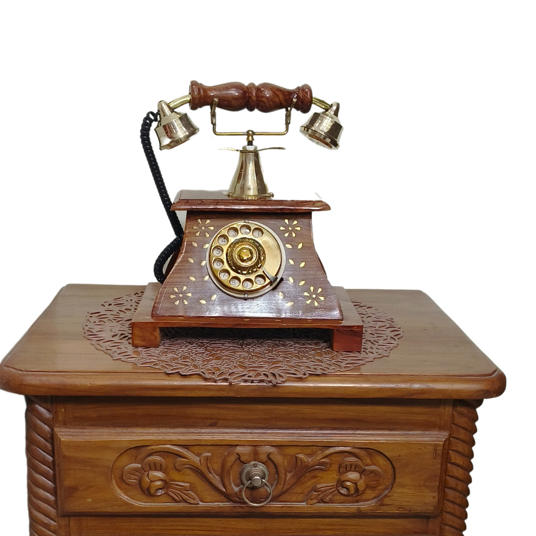 Wooden Royal Maharaja Style Antique Vintage Design Model Wooden Telephone