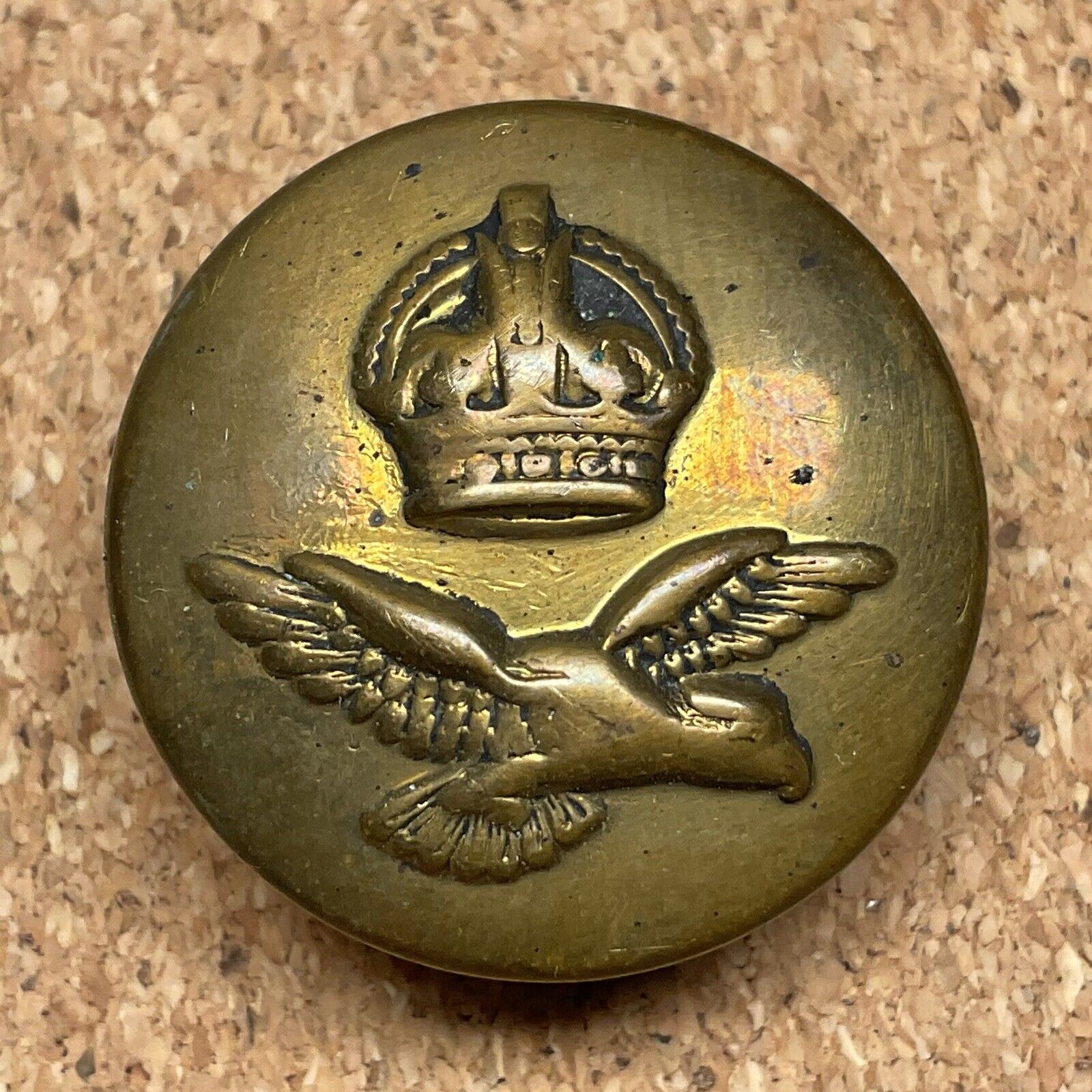 RAF British Military Uniform Button Brass J.R. Gaunt & Son London King\'s Crown