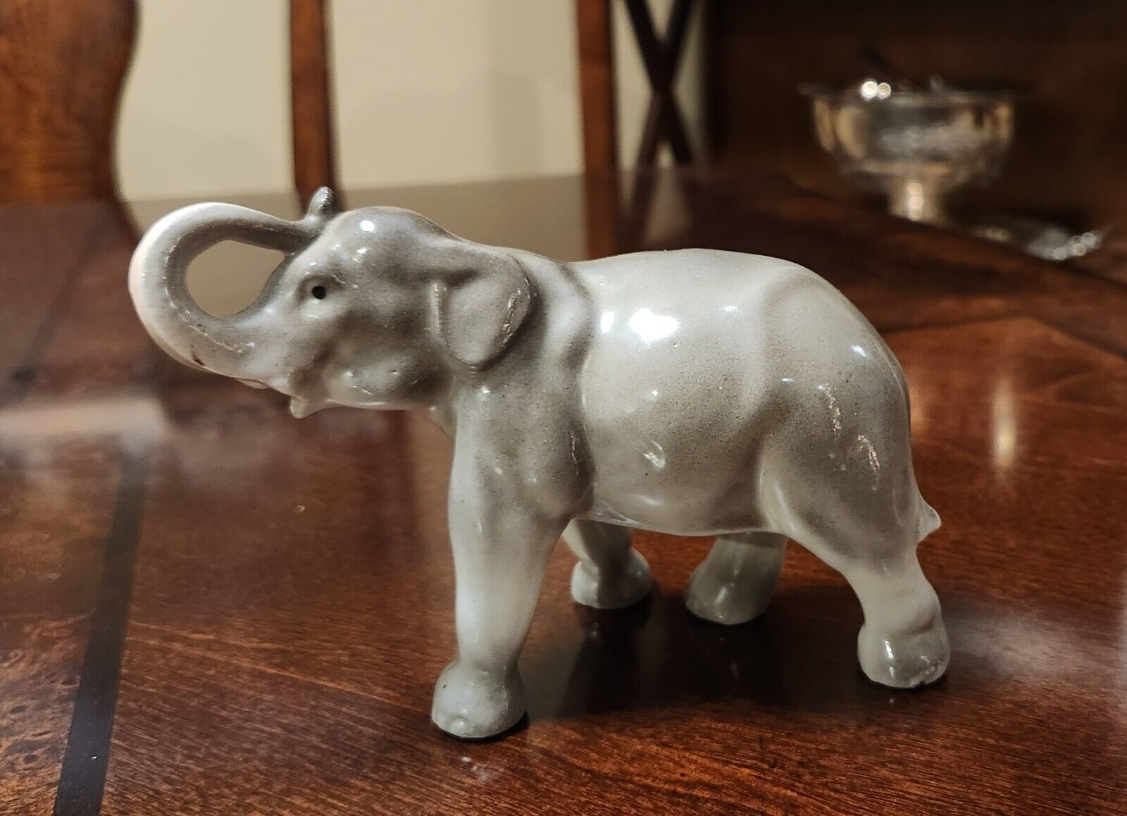 Vintage Erphila German Porcelain Grey Elephant Figurine Sculpture