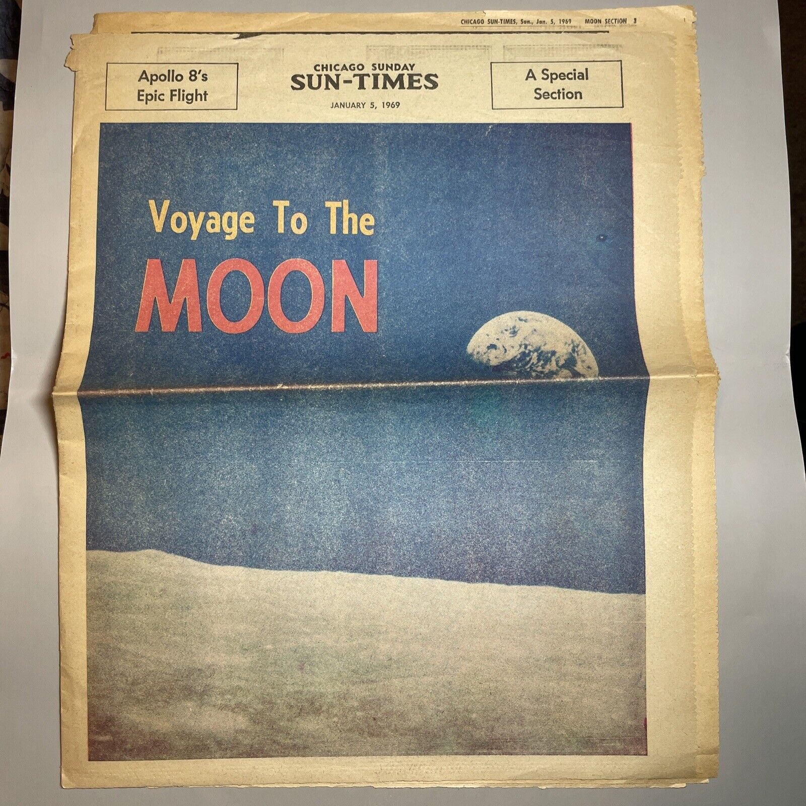 Orginal January 5, 1969 Chicago Sun-Times Apollo 11 Astronauts Special Moon B3,0