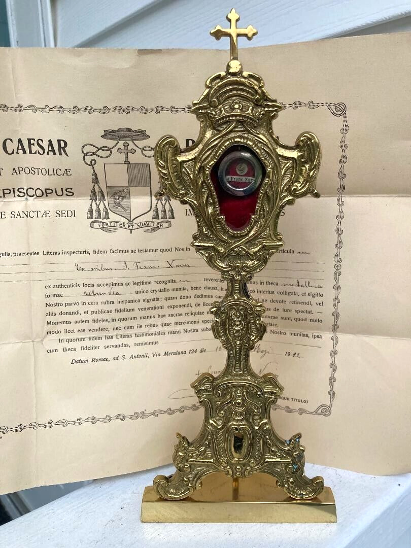 Reliquary with Relic & Document, St. Francis Xavier, c.1912 + (CU22) chalice co.