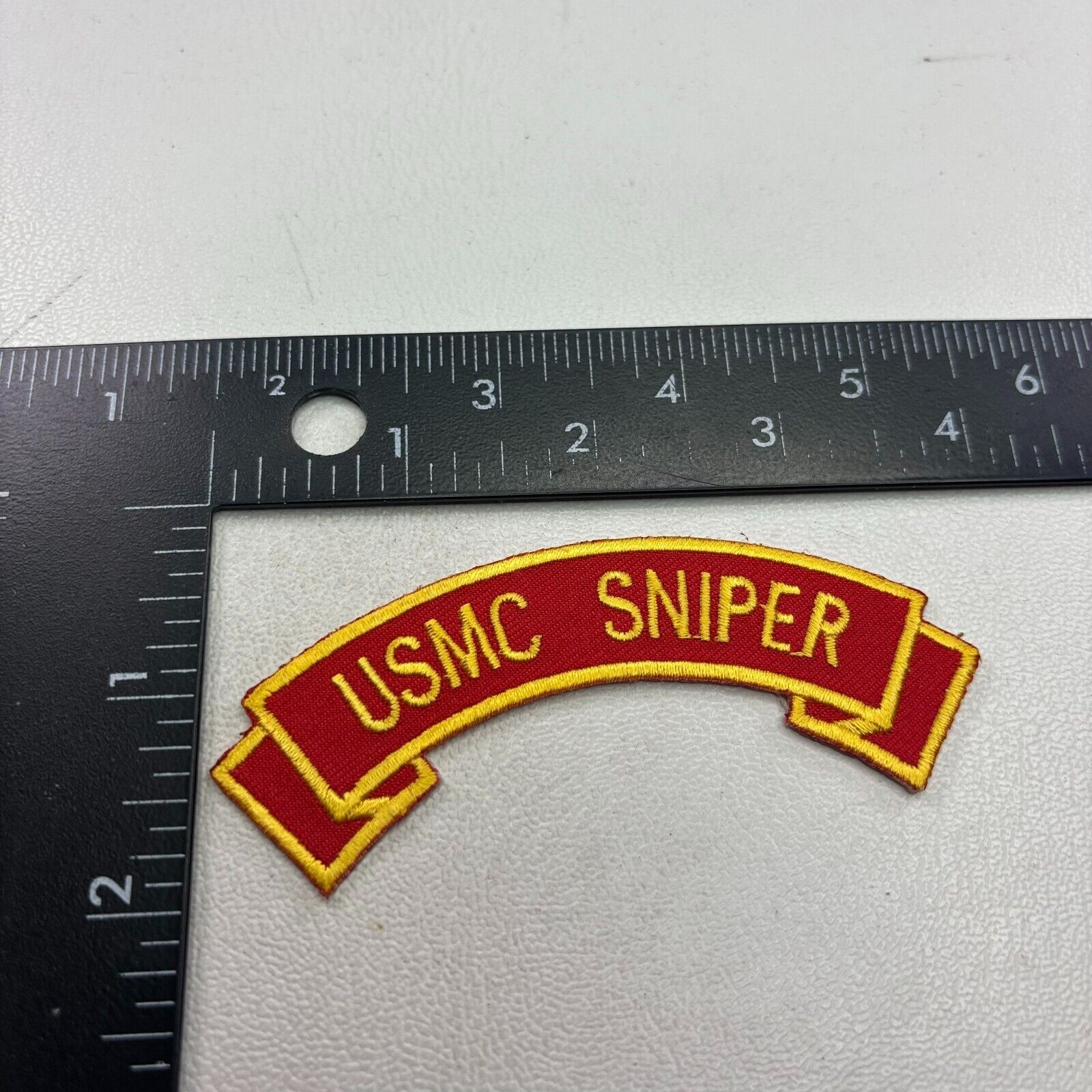 Yellow Red Marines USMC SNIPER Rocker Tab Patch C453