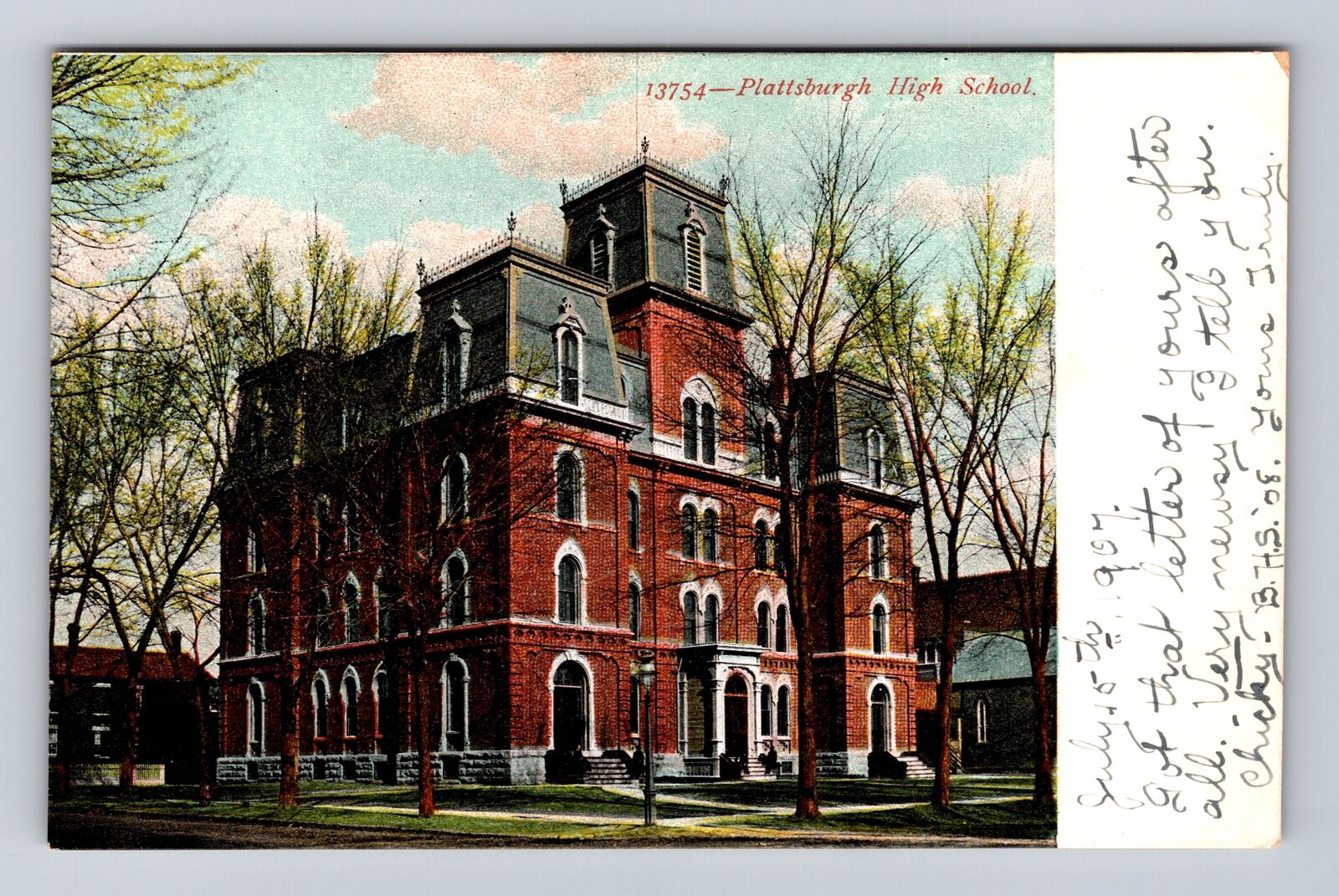 Plattsburgh NY-New York, Plattsburgh High School, Antique, Vintage Postcard