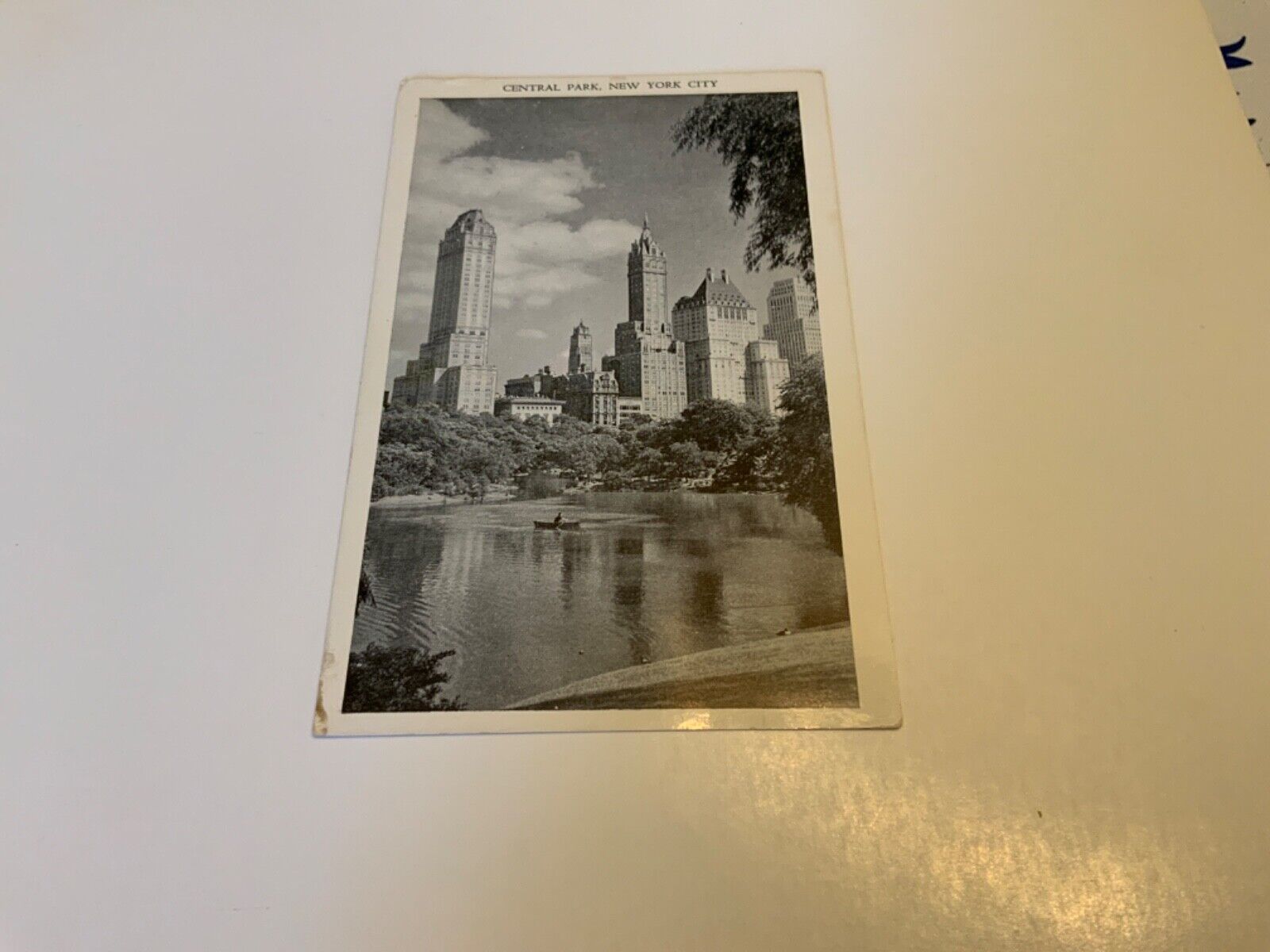 New York City, N.Y. ~ Central Park Lake Towards 5th Ave. - Real Photo Postcard