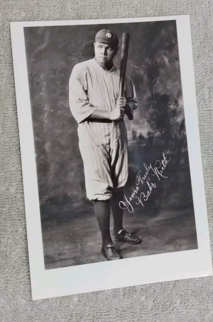 Baseball Babe Ruth  Photo Postcard Size 