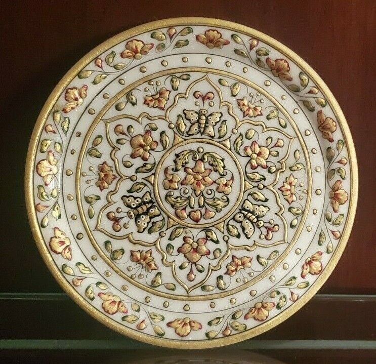HANDCRAFTED MARBLE ACCENT PLATE FROM THE ROYAL CITY OF JAIPUR (RAJASTHAN)