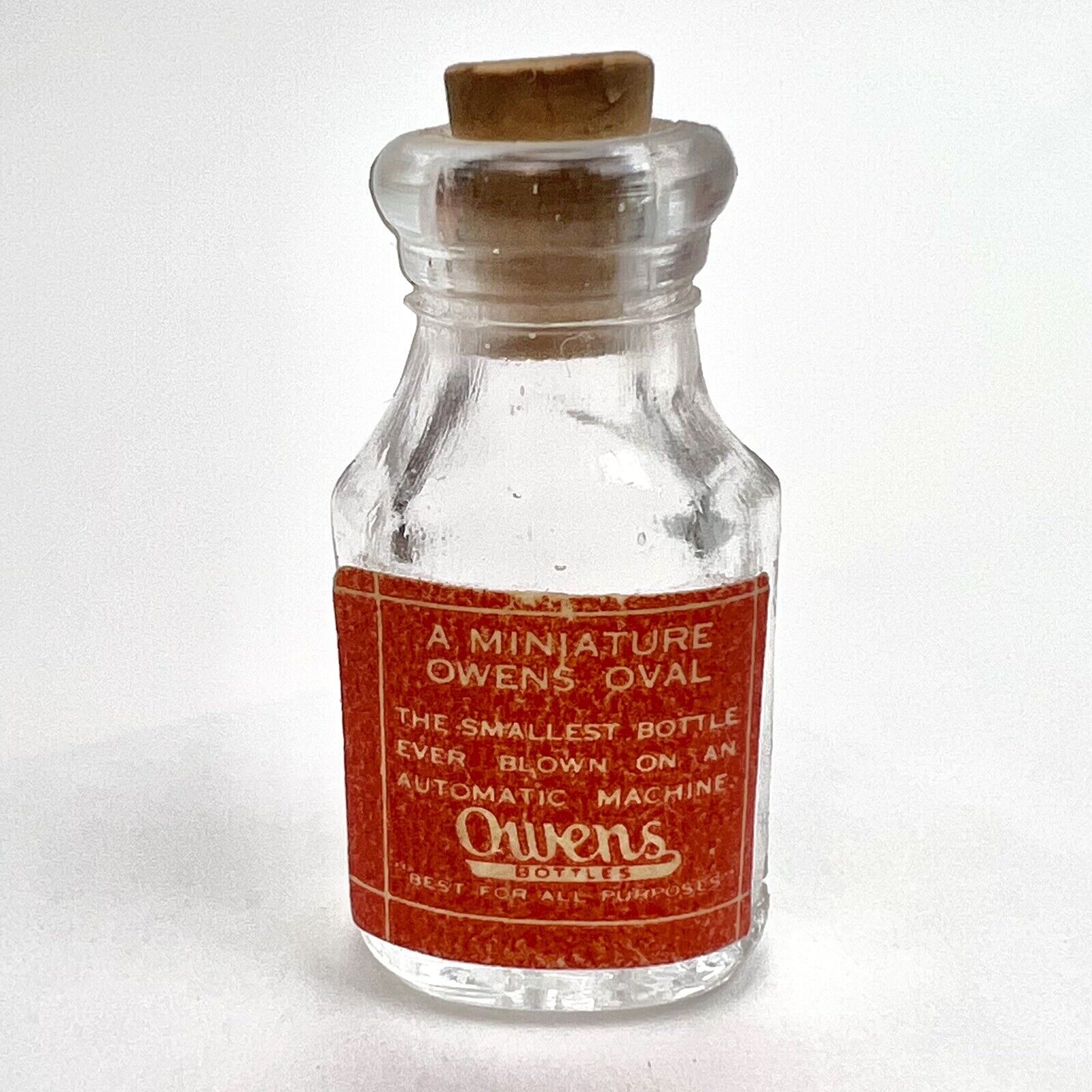 RARE 1912 Miniature Owens Oval Bottle The Smallest Ever Blown Automatic Machine