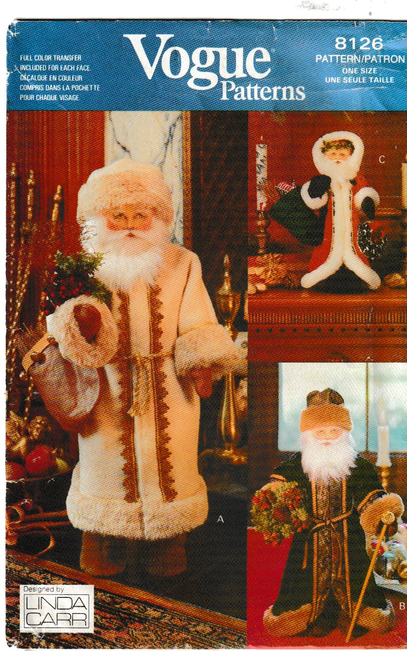 Vogue Pattern 8126 c1991, Father Christmas Dolls (3), Size 26\