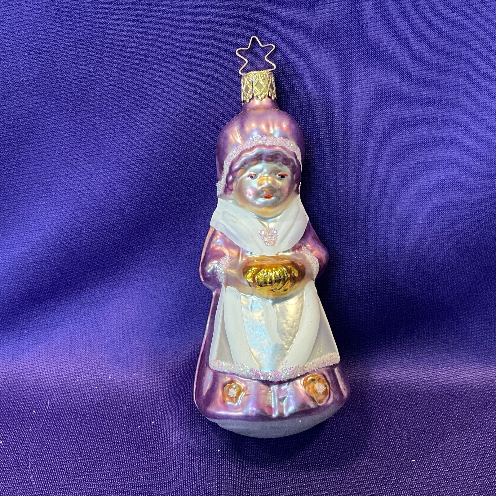 Vintage Old World Christmas Ornament Women With Pie Inge Glass - Germany (210).
