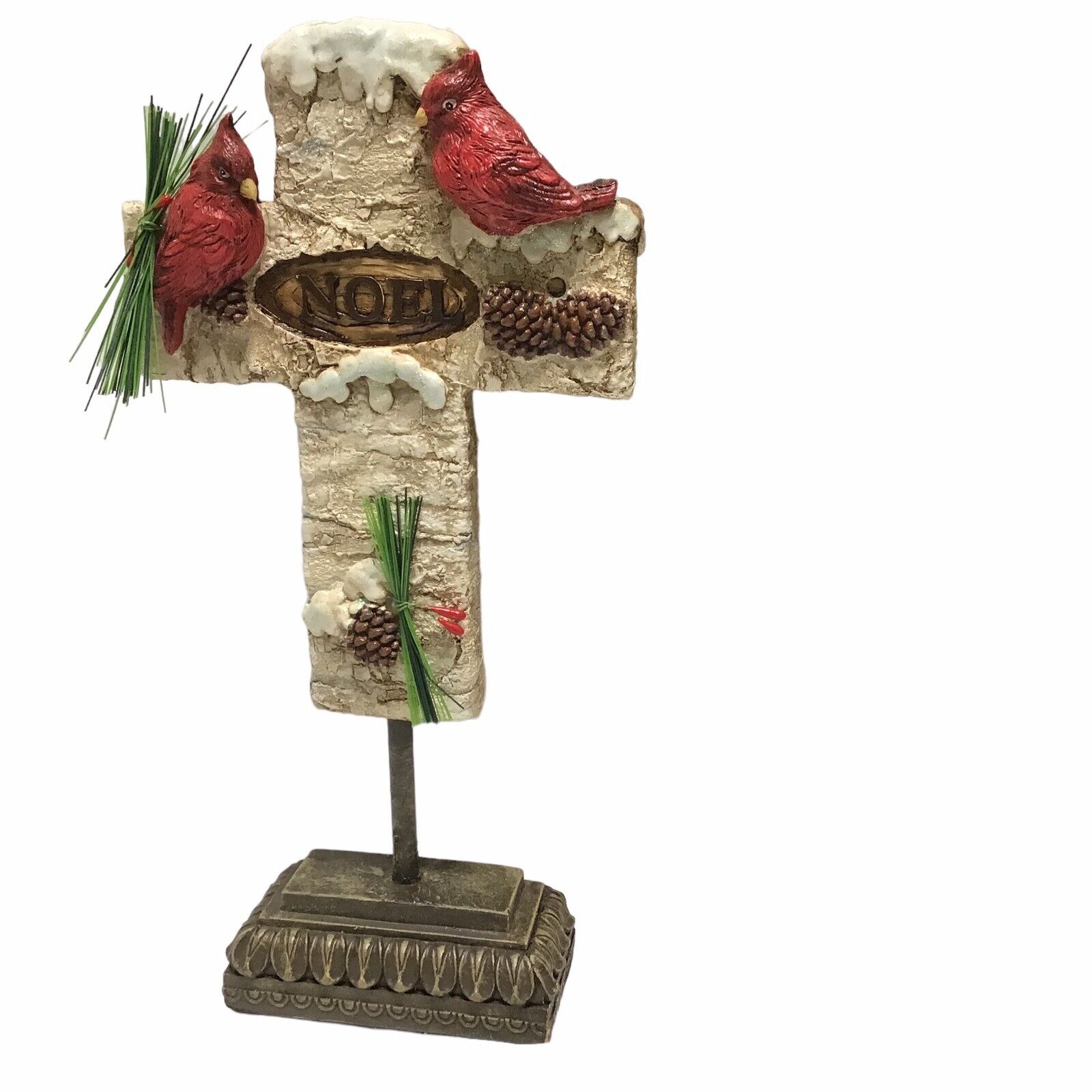 Embossed Faux Stone Cardinals Noel Cross Home Decor 12\