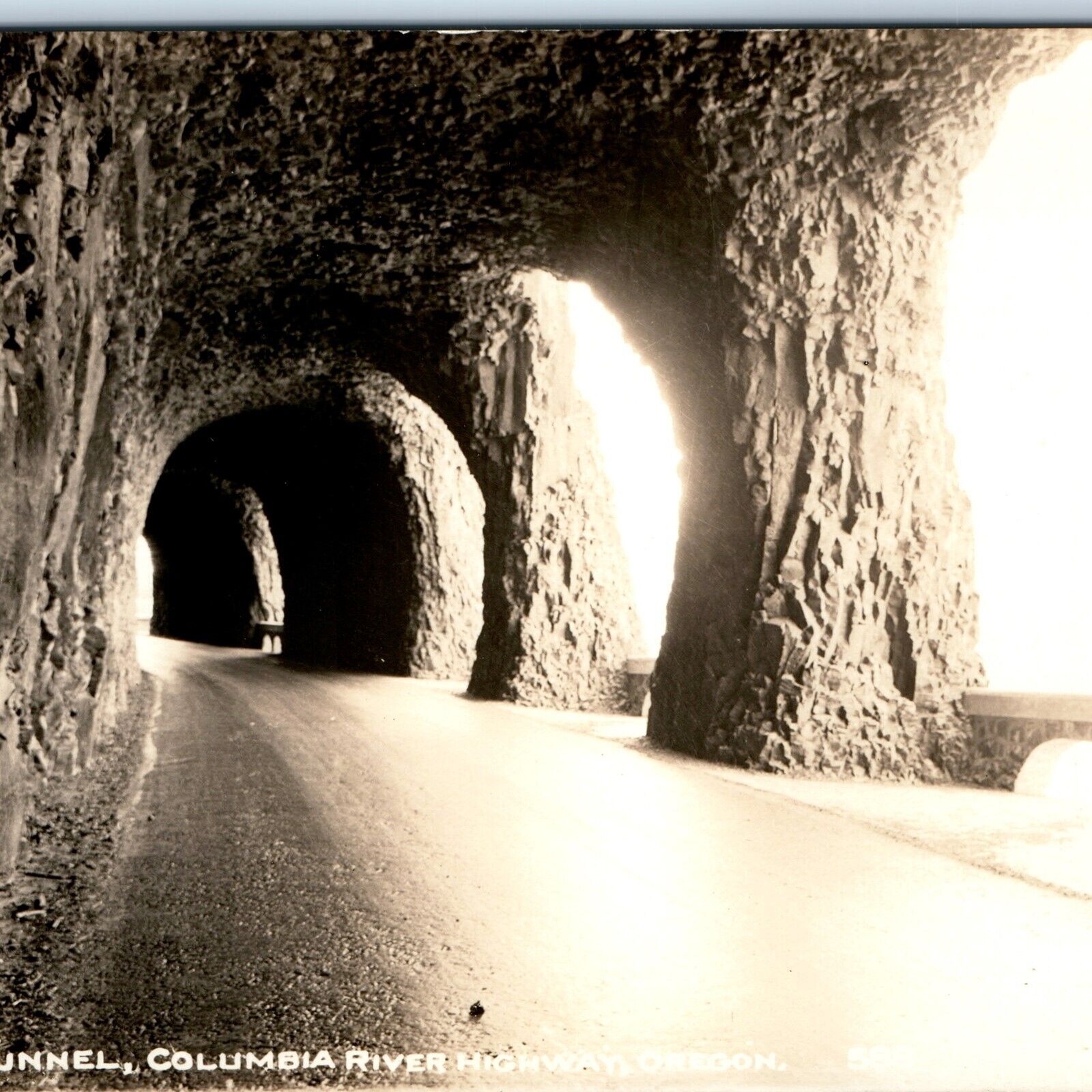 c1940s Oregon RPPC Columbia River Highway Mitchell Tunnel Photo Postcard A95