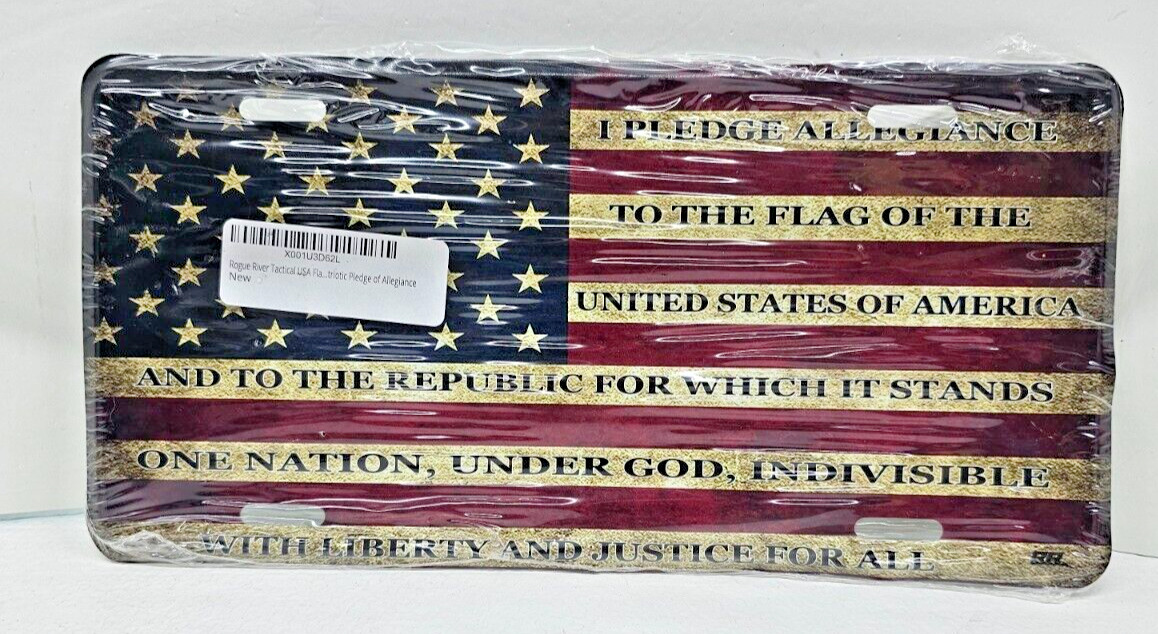 USA Flag American Patriotic Pledge of Allegiance Aluminum License Plate