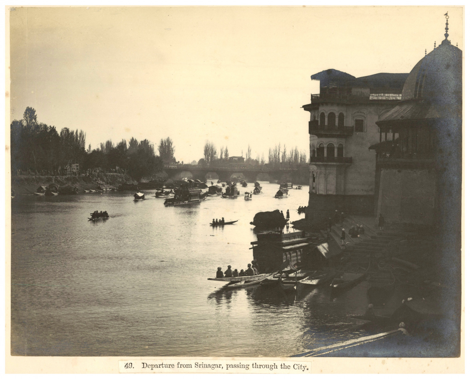 India, Srinagar, departure from Srinagar, passing through the City Vintage print