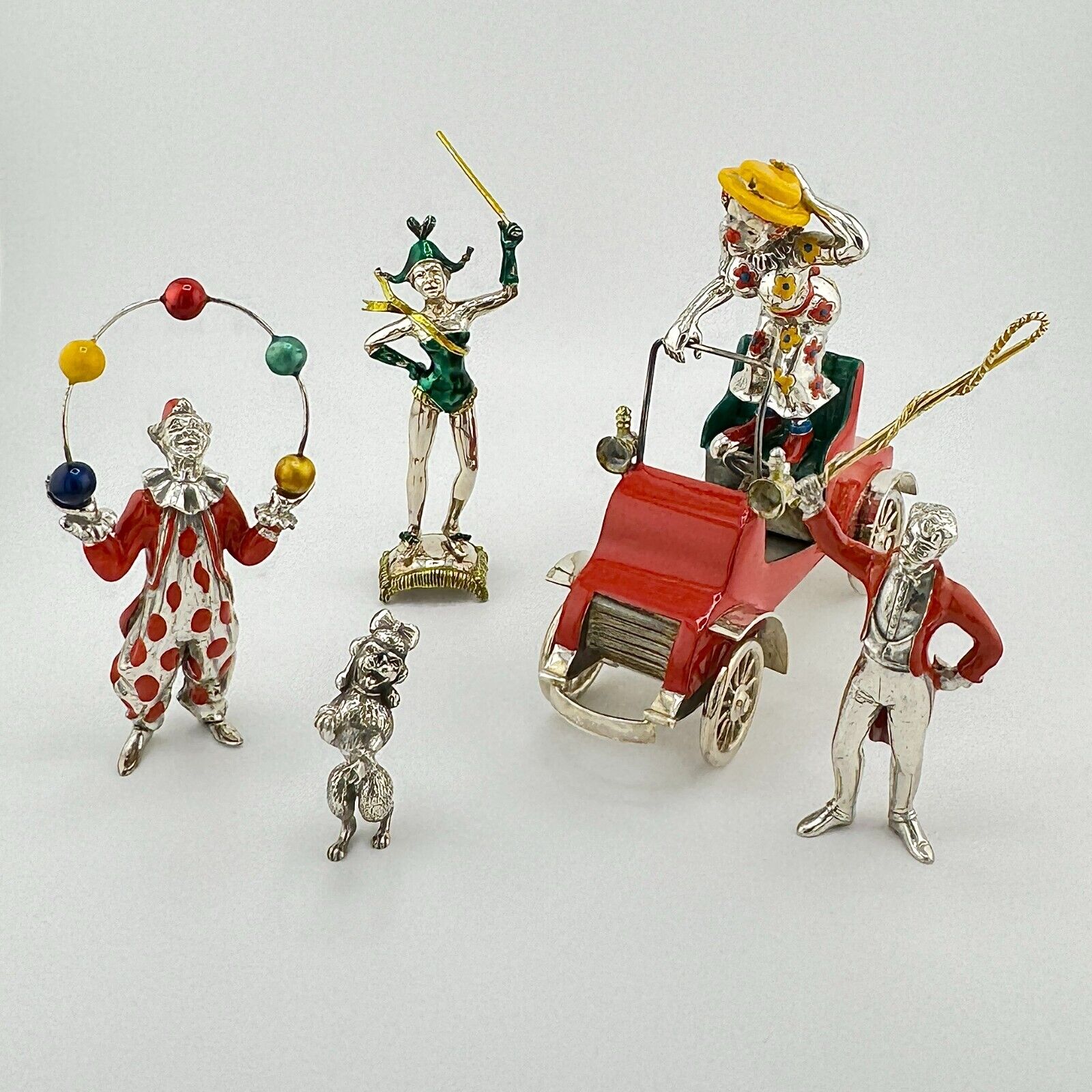 VINTAGE TIFFANY & CO GENE MOORE STERLING SILVER & ENAMEL CIRCUS COLLECTION SET