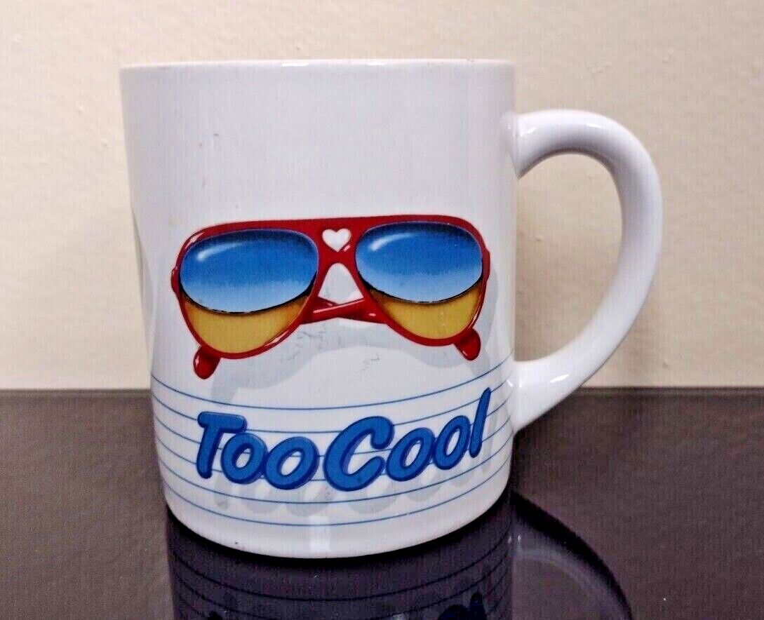 Vintage Summer Mug Too Cool Sunglasses Beach Retro Colorful Coffee Cup 1985