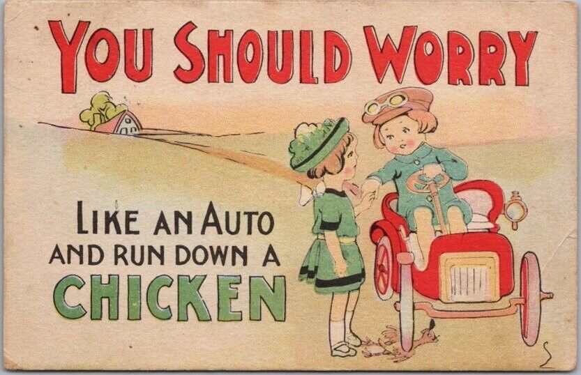1915 Auto Comic Postcard \