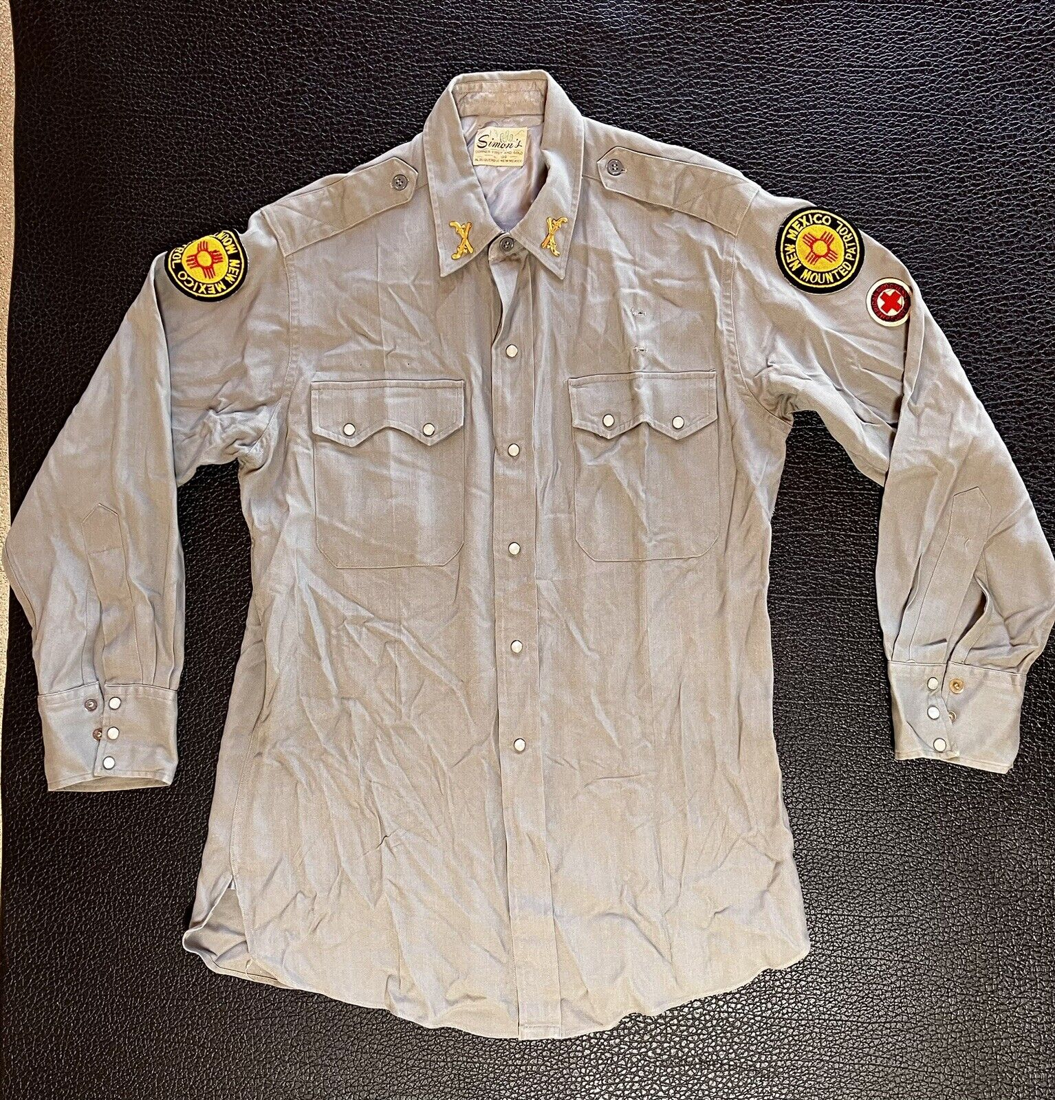 VINTAGE 1940s NEW MEXICO MOUNTED PATROL POLICE Uniform Shirt Pearl Snap OBSOLETE