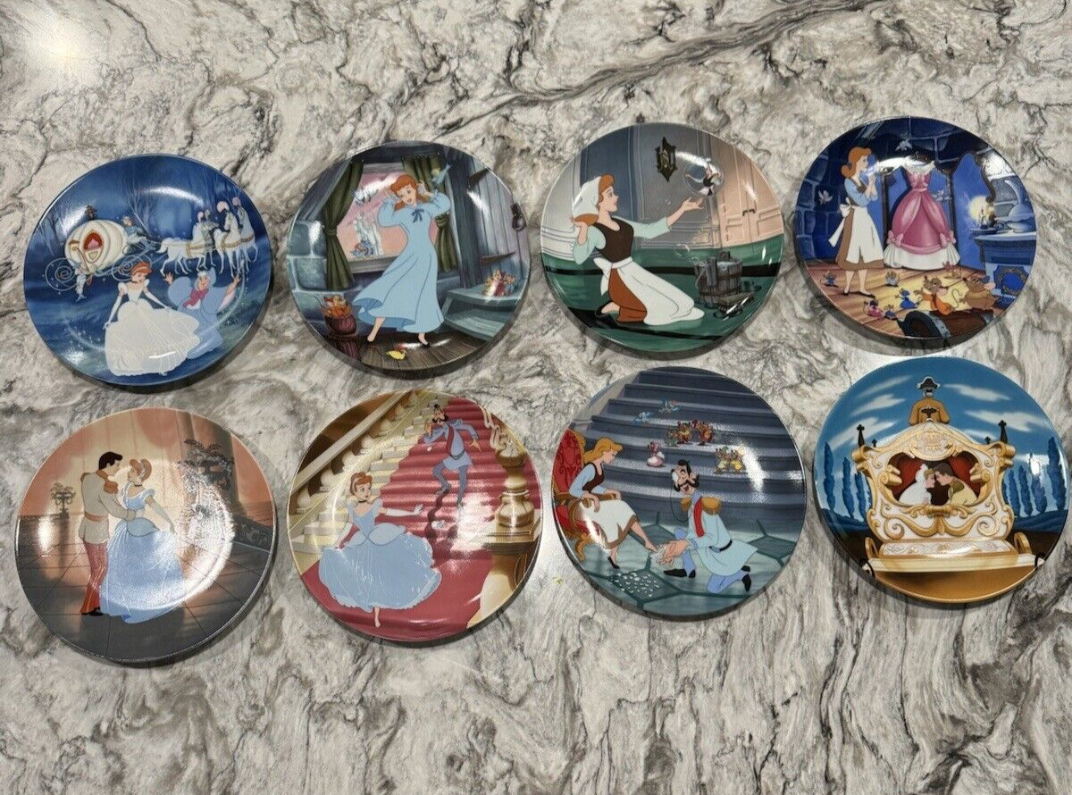 Walt Disney’s “Cinderella” Set Of 8 Collector Plates By Edwin M. Knowles 1989/90
