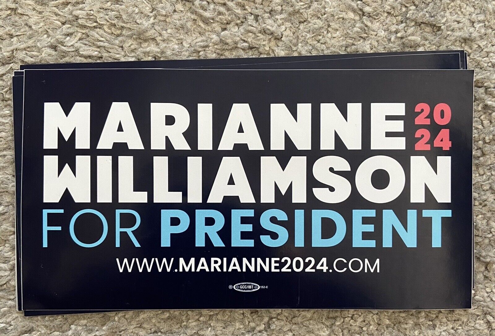 Marianne Williamson Bumper Sticker Official President 2024 Political Democrat