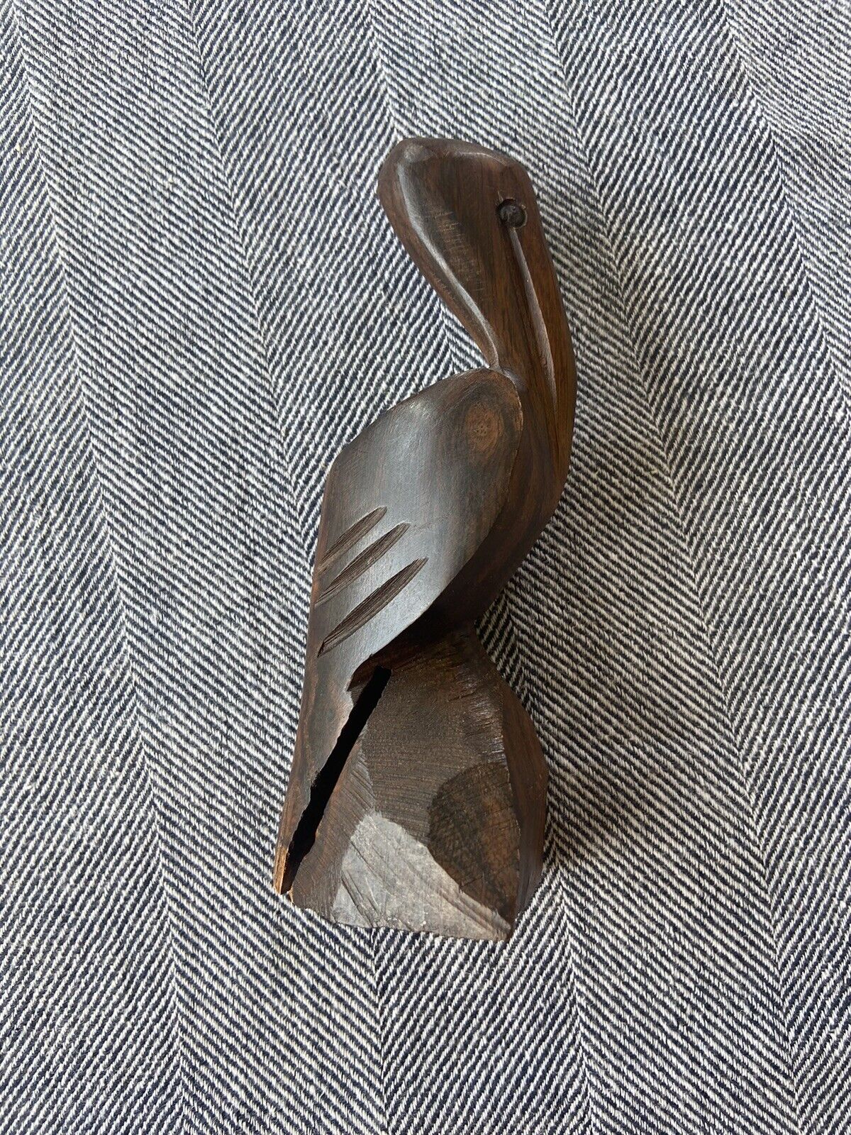 Small Carved Pelican Ironwood Made In Cancun 5 3/4 Inches Tall