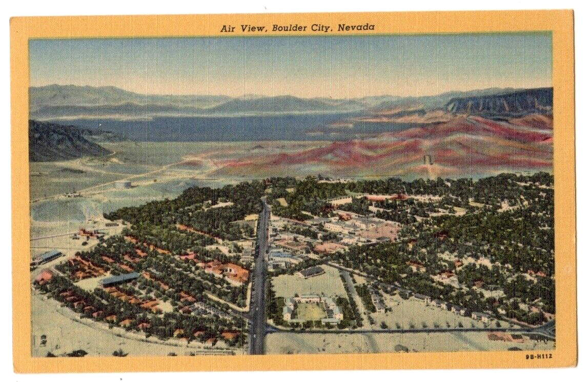 Boulder City Nevada c1940\'s Aerial View, Lake Mead in the distance