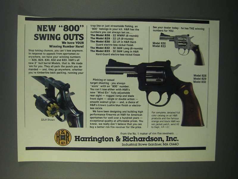 1982 H&R Ad - 826, 829, 830, 832 and 833 Revolvers