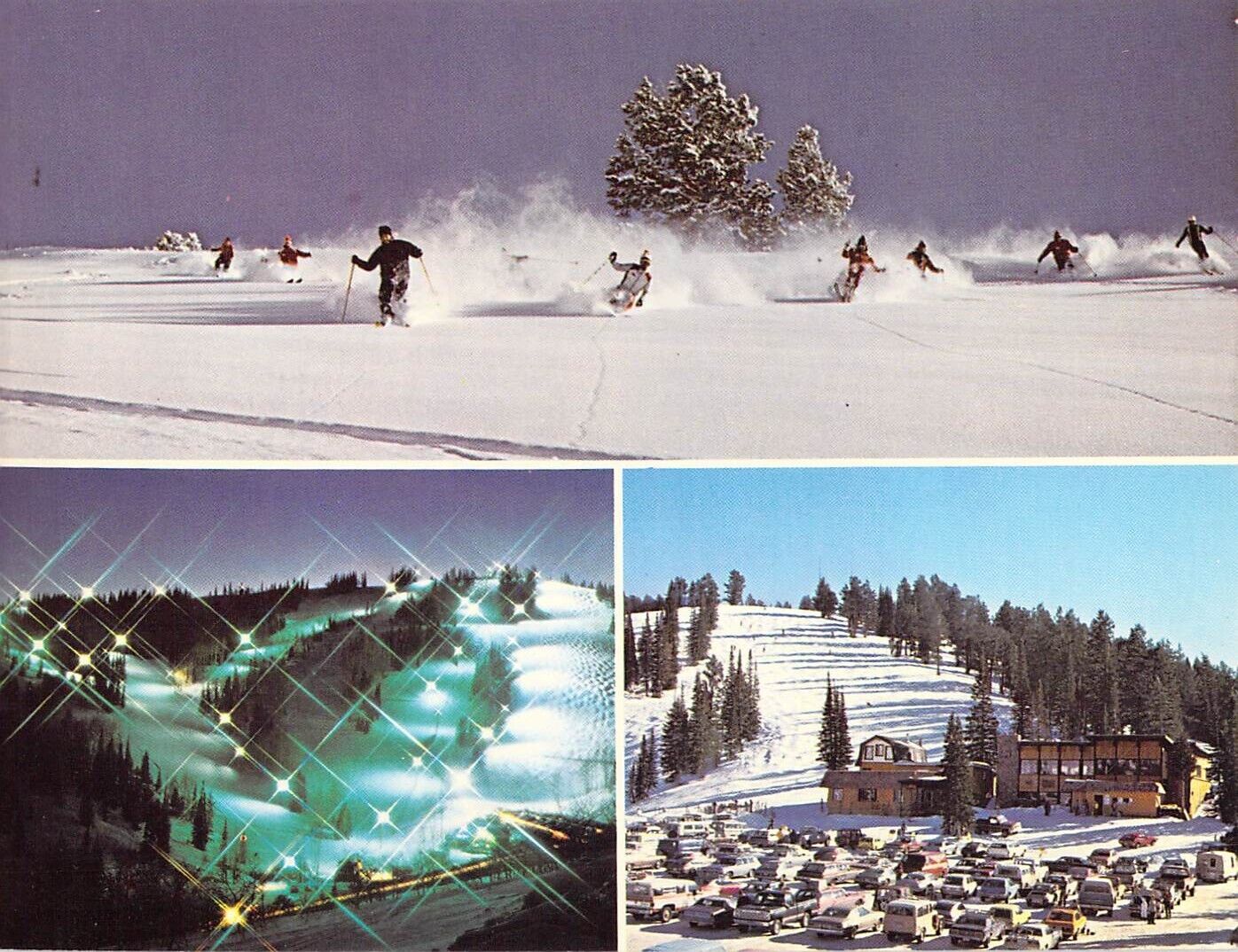 1980 UT Eden Powder Mountain Ski Skiing Resort Lodge @ Night 5.5x7