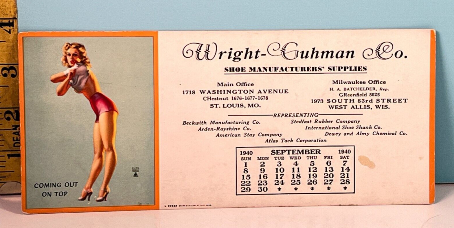 1940 Earl Moran Pin Up Blotter Card \