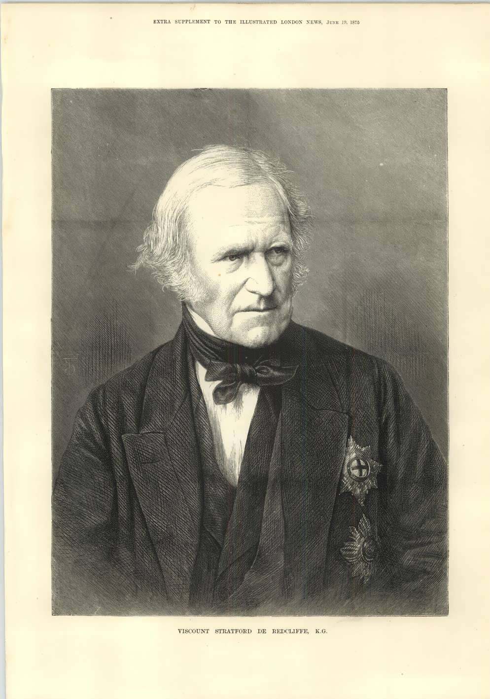 1875 Viscount Stratford De Redcliffe K.g. Engraved Portrait