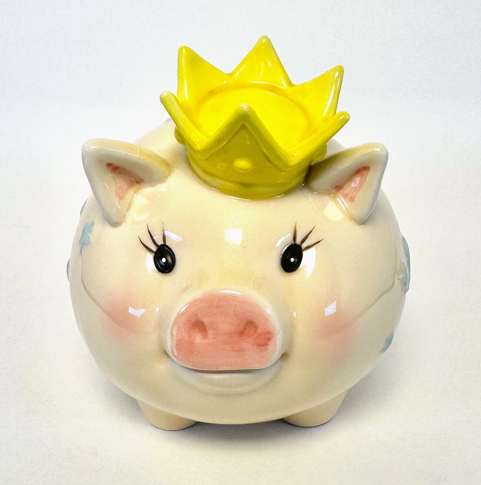 Vintage Cute Mud Pie 2000 Little Prince Ceramic Piggy Bank Complete w/Stopper