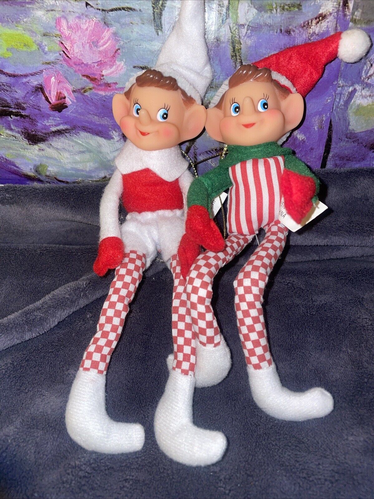 Lot of 2 Hobby Lobby Poseable Christmas Pixie Elf Elves Shelf Sitters or Hanging