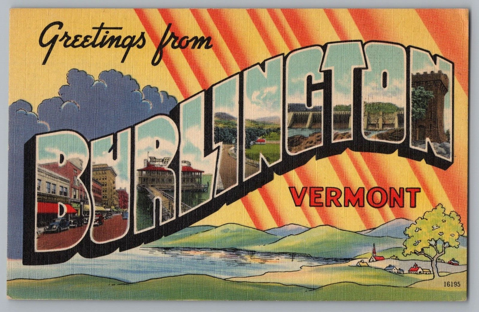 Postcard Greetings From Burlington, Vermont, Large Letter