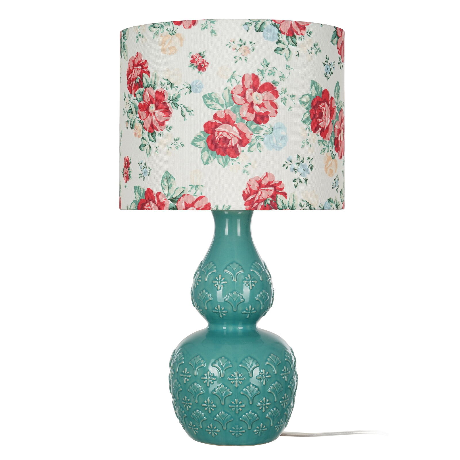Vintage-Style Floral Table Lamp: Green Finish for a Classic Touch of Elegance