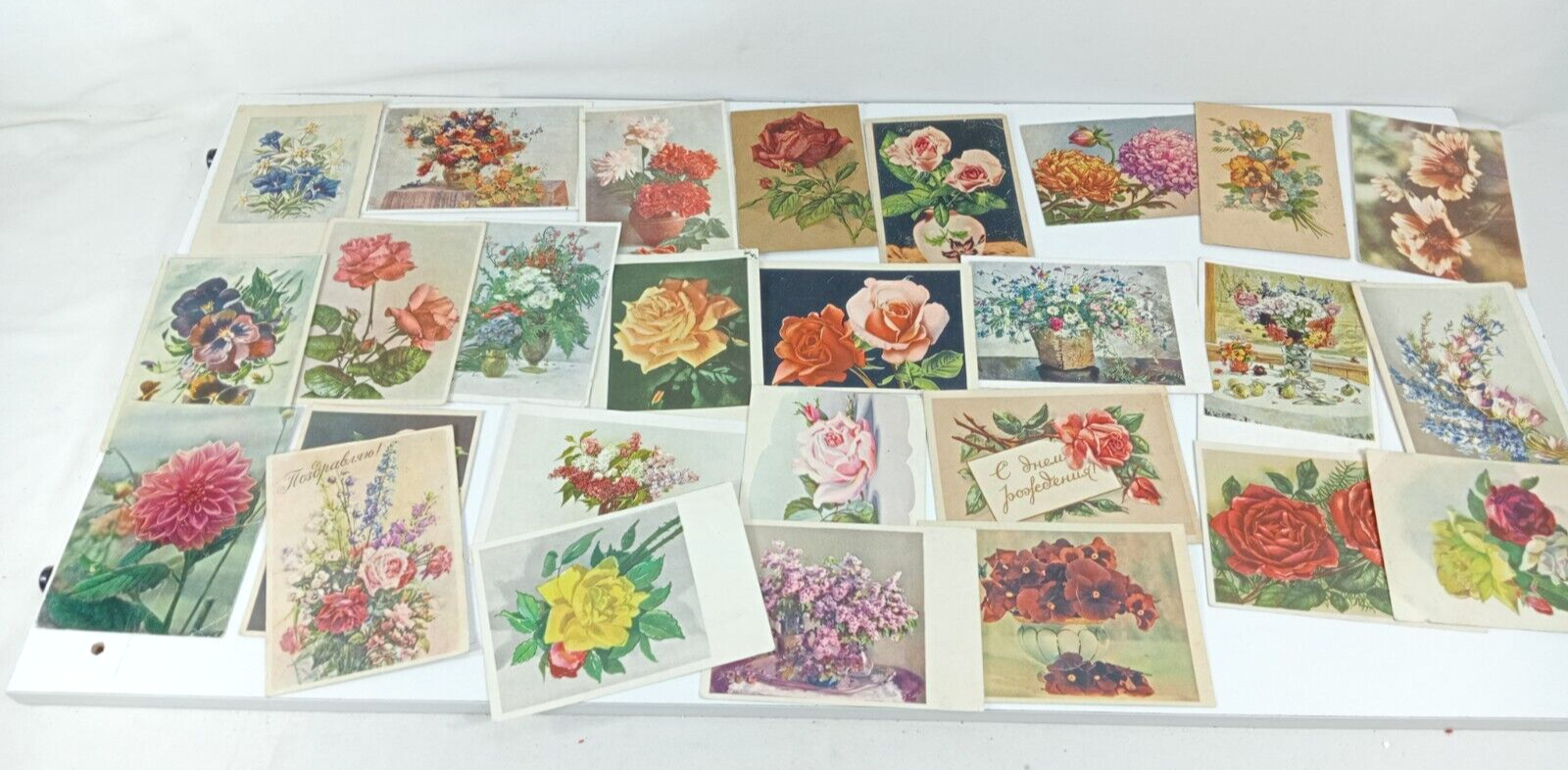 USSR Postcards Happy Holidays Happy Birthday Different Flowers Beautiful Soviet