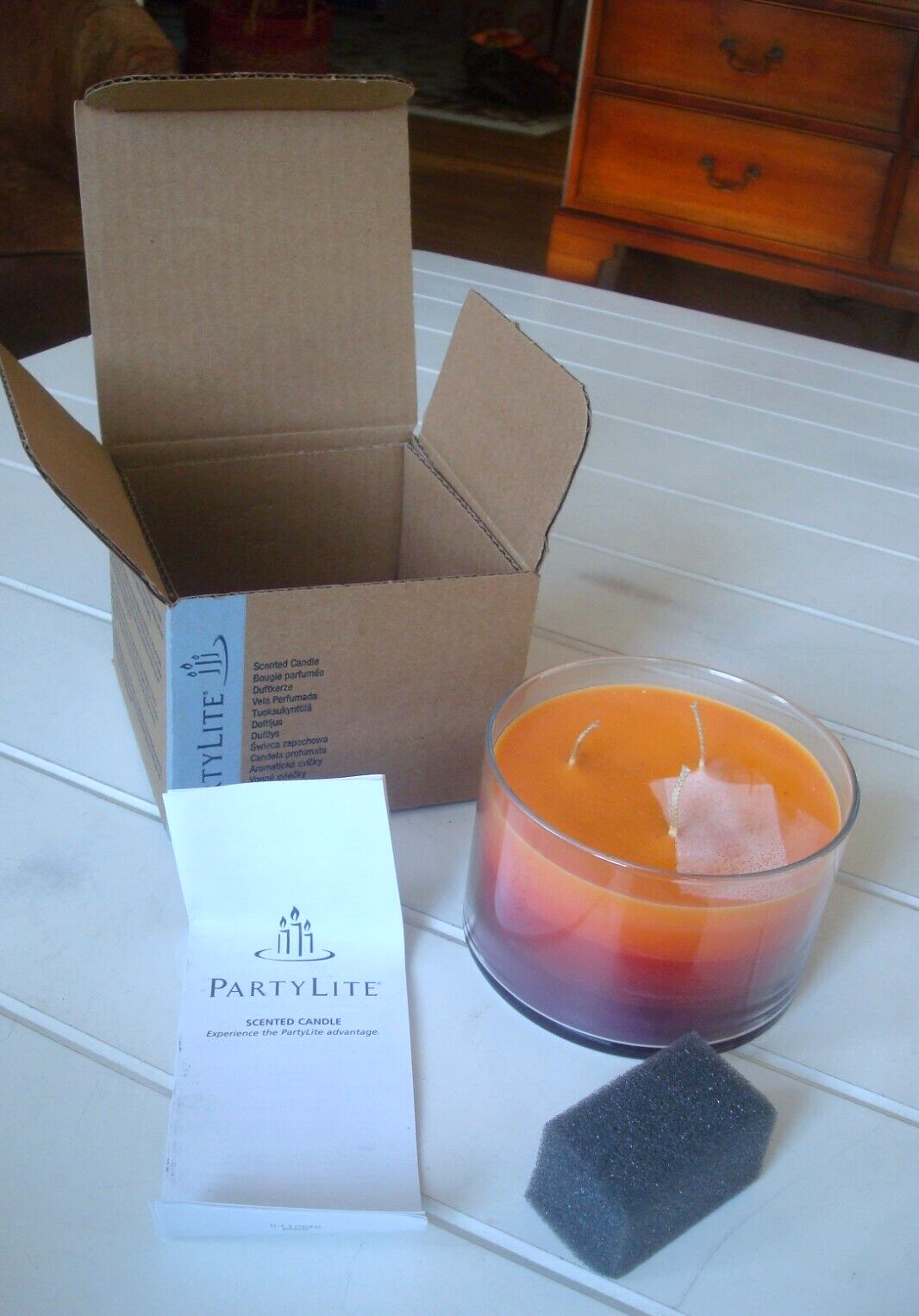 NEW PartyLite 3-Wick Jar Candle 17.3 oz NIB Layer Fresh Fruit P95567 19114