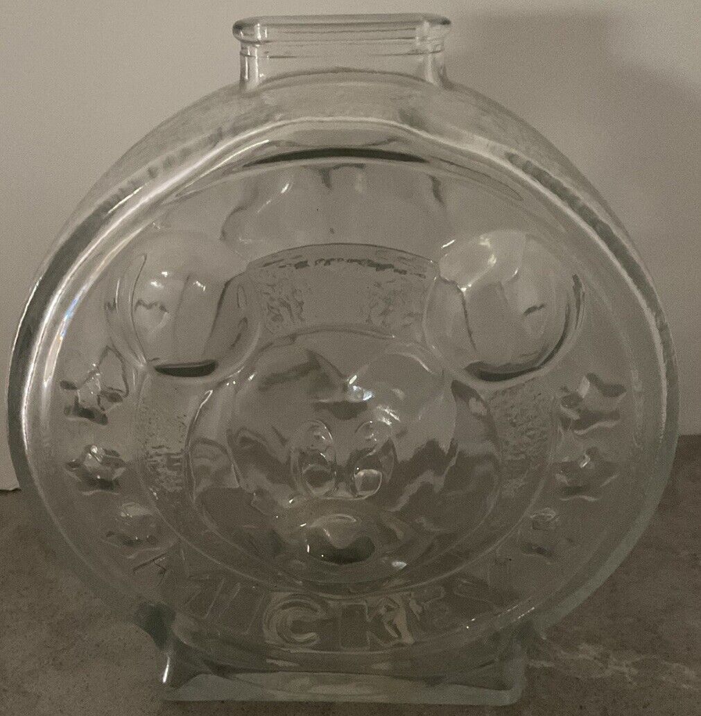 Vintage Anchor Hocking Disney Mickey and Minnie Mouse Round Glass Coin Bank USA