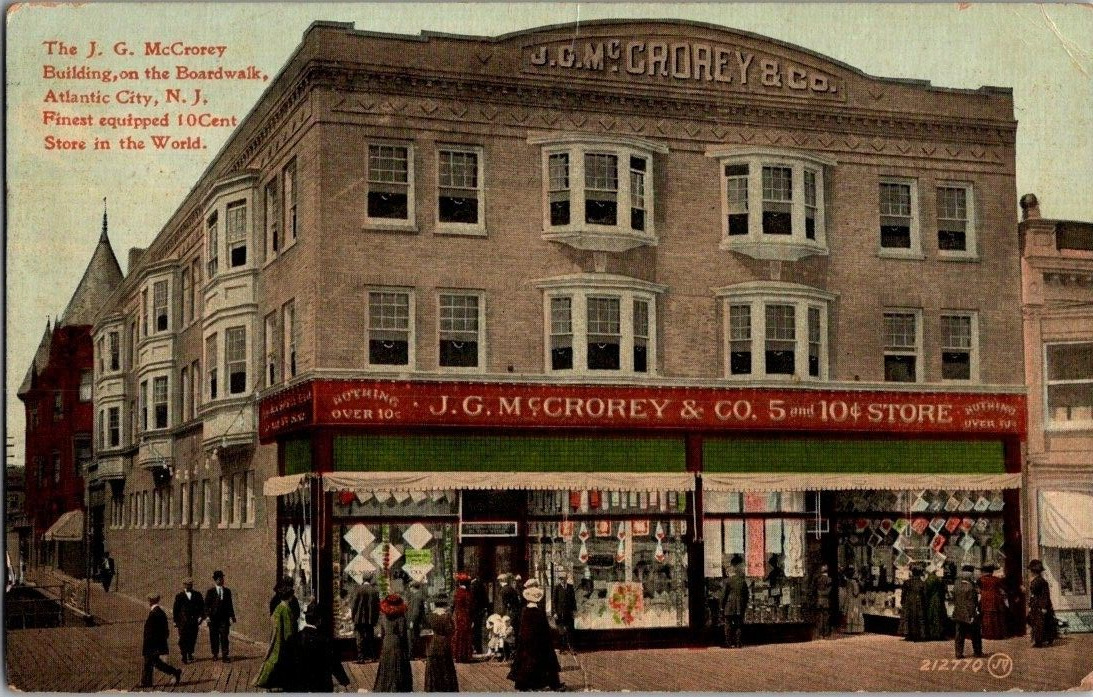 1910. J.G. MCCROREY BLDG. 5 & 10 CENT STORE. ATLANTIC CITY, NJ . POSTCARD. SS26